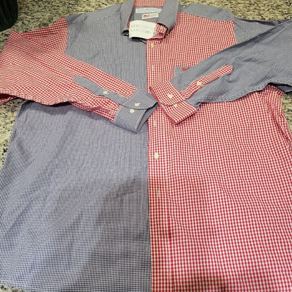 Fraternity Collection Frat Button Down Red Blue Plaid‎ Gingham Men's XXL